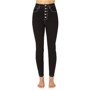 WeWoreWhat The Danielle High Rise Vintage Straight NWT in Black/white stitching
